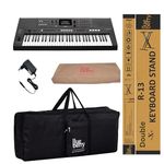 Yamaha PSR-I510 Digital Electronic 61 Keys Keyboard with Power Supply, Blueberry KB-50 Bag, R-13 Stand, and Dust Cover