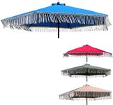 Formosa Covers 9ft 8 Ribs Replacement Umbrella CANOPY ONLY w/Tassel Luxurious Bohemian Valance for Outdoor Decor, Entertainment and Poolside (Capri)