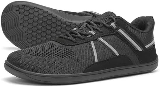 Wirpex Men's Barefoot Wide Toe Box Shoes Zero Drop Sole Walking Tennis Shoes Comfortable Non Slip Minimalist Shoes Gym Cross Trainer Workout Trail Running Sneakers Black 12