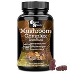 Jungle Health Mushroom Complex Gummies - Lion's Mane Mushrooms, Reishi, Cordyceps, Chaga and 5 Other. Mushroom Supplement with Fuit Body Extract.Vegan and Gluten Free. Mushroom Gummies