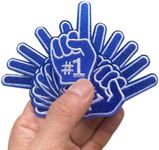 FSFYXHC Set of Blue One Finger Salute Index Finger #1 Number One Iron On Embroidered Patches Appliques Machine Embroidery Cheerleading Sports Game Day Trucker Hat Cap Headband Patch 1.4"x2.5"