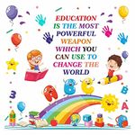 CVANU Education Is The Most Powerful Weapon Which You Can Use Change The World Colorful, Positive, Motivation Quotes Wall Decal For Kids Classroom and Bedroom Decoration Sticker(90CM X 90CM) PVC Vinly