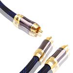 KUYIOHIFI Dual Shielded (OD 8.0mm) 1 RCA Male to 2 RCA Male Audio Cable RCA Y-Adapter Subwoofer Cable (10 Feet)