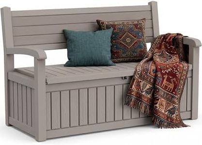 ATMELT Storage Bench Outdoor Deck Box,100 Gallon Waterproof & UV Resistant Lockable Patio Furniture Seating.Indoor/Outdoor Shoe Storage Cabinet for Garden Cushions,Tools,Patio,Pool Supplies