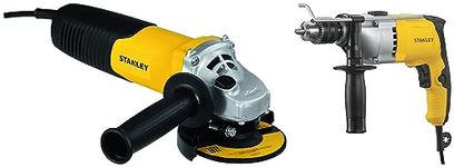 STANLEY STDH8013 800W 13mm Reversible Percussion Drill (Yellow and Black) & STANLEY STGS9125 900W125mm Small Angle Grinder (Yellow and Black)