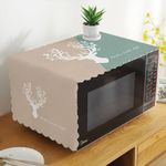 DARSHANAM WORLD Microwave Oven Cover, Waterproof Modern Design Kitchen Oven Cover Attractive Decorative Dust Proof Appliance Oven Top Cover (100 x 35 cm) (Green Ivory Deer Design)