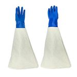 SHUNJIE Sandblaster Canvas Rubber Gloves, 24.4” Sandblasting Work Protection Gloves for Sand Blaster Cabinet, Durable Sand Blasting Work Gloves