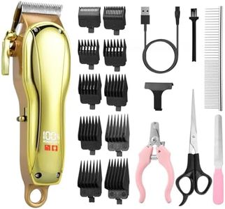 CkeyiN Dog Grooming Clippers for Thick Heavy Coats, 7000RPM Rechargeable Cordless Dog Clipper Kit with Combs/Ceramic Blade/LED Power Display, Low Noise Pet Shaver for Dogs Cats and Animals