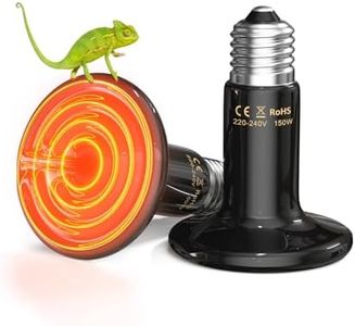 TobeBright 150W Terrarium Reptile Heat Lamp Bulb,No Light,No Harm Ceramic Heat Emitter,E27 Ceramic Heat Bulb for Reptile,Vivarium Heat Lamp for Tortoise,Puppy,Bearded Dragon,Turtle,Lizard-2Pack