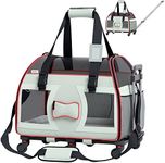 Katziela Pet Carrier - Airline Approved Dog Carrier - TSA Approved Pet Carrier for Small Dogs and Cats - Soft FAA Travel Airplane Dog Carrier Luggage (Gray-6 Wheels)