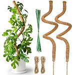 Tall Moss Pole, 2x48 inch Bendable Moss Pole for Plants Monstera, Handmade Plant Sticks Support to Train Indoor Plants to Grow Upwards, Plant Support Stakes for Climbing Plants Growth