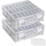 Clear Bead Organizer Box, 24Pcs Small Plastic Bead Storage Containers, Mini Rectangle Storage Boxes with Hinged Lids for Beads Seeds Jewelry Rhinestones Crafts Small Items (2 Pack)