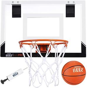 JAPER BEES Indoor Mini Basketball Hoop Over The Door & Wall Mount Indoor Basketball Hoop w/Shatterproof Backboard(Mini Pro) …