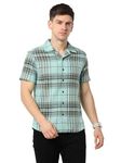 GLORYBOYZ Check Shirt for Men Half Sleeves Formal Check Shirts Slim Fit Classic Collar Stylish Big Checks Shirts for Men Office Wear Checkered Shirt Casual Office Wear (Green M)