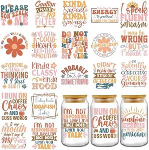 AFRITEE Transfer Cup Wrap Stickers - 20 Sheets Funny UV DTF Tumbler Wraps for 16 20 40 oz Glass Coffee Mugs, Please Don't Talk to Me Humor Transfer Stickers for DIY Crafts Water Bottle Decals