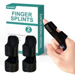 GenetGo Pack of 2 Trigger Finger Splint, Mallet Finger Brace for Index, Middle, Ring Finger - Tendon Release & Pain Relief (Black)