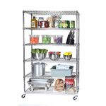 Seville Classics UltraDurable Commercial-Grade 6-Tier NSF-Certified Wire Shelving with Wheels, 48" W x 18" D, Plated Steel