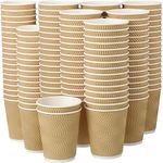 mansi's 100 Cups of 350ml Disposable Ripple Insulated Espresso Coffee Cups for Hot and Cold Drinks - Ideal for Parties, Tea, Travel, Office Use, Leak-Proof, Eco-Friendly