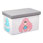 Otto & Ben Toy Box, Foldable Storage Chest with Foam Cushion Seat, Washable Faux Leather Footrest for Kids, 51 cm