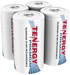 Tenergy Combo: 4 pcs Premium D Size Rechargeable Batteries High Capacity 10000mAh NiMH - UL Certified