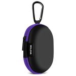 MOLOVA for Earbuds Carrying Case, Small Oval Storage Cases, Portable Storage Earbud Pouch Bag for Earbuds, in-Ear Headphones, Earphones, Headsets, USB Charging Cable, Purple