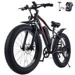 C INVERTER Electric Bike 26 * 4.0", Adults Electric Mountain Bicycle 500W Brushless Motor & 32 KM/H, 48V 14.5AH Removable Battery & 115 KM, Snow Beach Fat Tires E-Bike with 7-Speed Gear