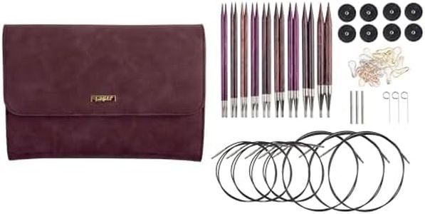 Knit Picks Options Wood Interchangeable Knitting Needle Set with Case and Stitch Markers (Royal Purple)