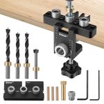 3 in 1 Dowel Jig Kit Kannino Self Centering Doweling Jig Kit, Pocket Hole Jig Kit with Adjustable Woodworking Drill Locator for Furniture Assembly, DIY Projects, 3 Size Drill Bit (8, 10, 15 mm)