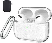 Valkit Compatible AirPods Pro Case, Clear Glitter Cute Bling Air Pod Pro Protective Case Cover with Keychain for Girls Women Men Shockproof Skin Case for Apple AirPods Pro Charging Case - Clear