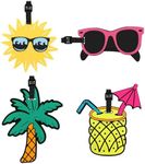 TamBee Luggage Tags for Suitcases Luggage Tags Labels Travel Suitcase Secure Baggage Labels with Buckles and Name ID Card, Unique Beach Series(4 Pack)