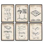 Magic Posters Gaming Patent Prints - Set Of 6 - Gamer Poster Gift Vintage Blueprint Retro Girls Boys Video Games Room Wall Art Bedroom Original Decor Merchandise Classic Old - Frame Not Included