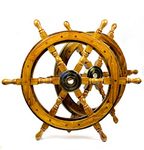 Nagina International Premium Nautical Handcrafted Wooden Ship Wheel | Pirate's Wall Home Decor & Gifts (Natural wood, 24 Inches)