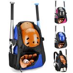 DAREKUKU Youth Baseball Backpack, Softball Bags for Boys and Adults Tee-Ball Bag for Kids, Holds 4 Bats, Helmet