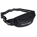 Pramadda Pure Luxury Street Style Classic Waist Bags Crossbody Bag | Sports Waist Bag | Bike Rider Bag | Chest Bag for Men and Women | Jungle Army Print Waist Belt Money Pouch. (Classic Black, M)