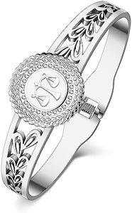 DUOWEI Zodiac Signs Bangle Bracelet Stainless Steel Bangles for Women Charm Gifts (Libra Silver)