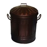 Easy Shopping Small 15 Litre 15L Round Shape Several Colour Metal Bin Recycle Rubbish Waste Dustbin Bin with Lid (Bronze)