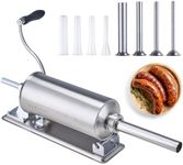 VEVOR Manual Sausage Stuffer, 2.5 L / 6 LBS Horizontal Sausage Machine with U-type Clamp, Made of Food-Grade Stainless Steel, Includes 8 Stuffing Tubes, for Home Kitchen Restaurant Commercial