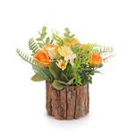 Artificial Flowers with Pot, Combination of Fake Silk flowers and Greenery,Small Plant Potted Decor for window box,Office,Bookshelf,Bedroom, Living Room,Party,Wedding Decorations (Yellow)