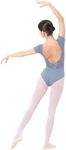 IBAKOM Ballet Leotards for Women Scoop Neck Backless Gymnastics Leotards Adult Ballerina Outfits High Cut Dance Leotard, Dusty Blue (Backless), Medium