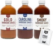 Lillie’s Q - Barbeque Sauce Variety Pack, Gourmet BBQ Sauce Set, Made with Gluten-Free Ingredients, Includes Carolina BBQ Sauce (20 oz), Gold BBQ Sauce (19 oz) & Smoky BBQ Sauce (20 oz) | 3-Pack