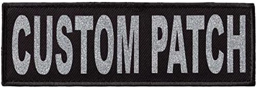 Dogline Custom Patch with Glitter Letters for Dog Vest Harness or Collar Customizable Bling Text Personalized Patches with Hook Backing Name Agility Service Dog ESA 1 Patch F Silver Text