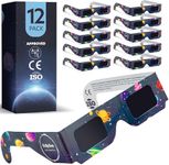 Eclipsee Solar Eclipse Glasses Approved 2024 (12 PACK) AAS, CE and ISO Certified, Safe Shades for Direct Sun Viewing