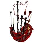 Scottish Bagpipes Rosewood Silver Frame Black Finish with Full Size Accessories 40 x 20 Black, Royal Stewart