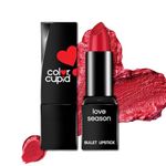 Color Cupid Velvety Intense Color 12-Hour Stay Bullet Lipstick | Infused with Hyaluronic Acid & Jojoba Oil | Transfer proof & Smudge Proof | Love Season | Sunset Crimson | 4.1g