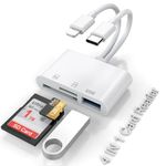 SD Card Reader for iPhone,6-in-1 Lightning to USB Adapter SD Card Reader with SD/TF Card/USB3.0 Port,iPhone SD Card Reader for iPhone/iPad/MacBook/Samsung/Android,iPhone USB Adapter Plug & Play