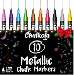 Extra Fine Tip Metallic Chalk Markers (10 Pack, 1mm) - Chalk Pens for Chalkboard, Blackboard, Bistro Menu, Car Window Markers - Wet Erase Markers Fine Point - Thin Liquid Chalk Markers Erasable