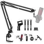 Microphone Boom Arm,Aokeo AK-35 Desk Adjustable Compact Mic Suspension Boom Scissor Arm Stand For Blue Yeti,Snowball iCE, HyperX QuadCast,SoloCast,Elgato Wave,Etc