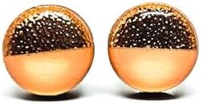 Two Toned with Faux Hammered Metal 10mm Stud Earrings, Handmade, Posts for Sensitive Ears Studs for Women Men Girls (Peach And Gold Faux Hammered Metal)