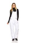 Arctic Quest Womens Ski Snow Bibs Pants Insulated Water Resistant Overalls Snowboarding Winter Waterproof Pants Women, White, X-Large