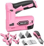 Bielmeier Pink Cordless Staple Gun, 2-in-1 Nail Gun Battery Powered with 2600Pcs Staples and Nails, 4V Brad Nailer Tacker Electric Stapler for Upholstery, Material Repair, Carpentry, Wood, DIY